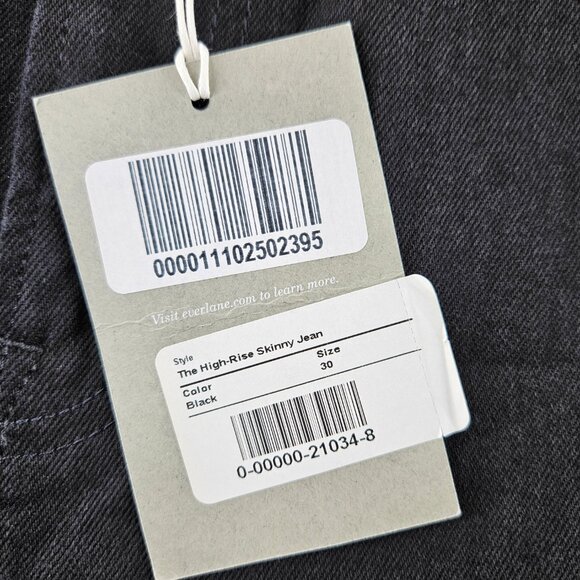 Everlane Jeans Womens 30 Black High Rise Skinny Ankle Stretch Denim Pants‎ - Picture 3 of 15